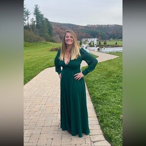 Talk About Divine Hunter Green Long Sleeve Backless Maxi Dress